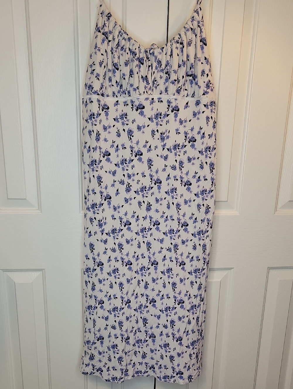 Wild Fable White Top with Blue and Black Floral Print